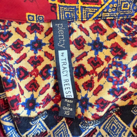 Plenty By Tracey Reese Women’s Vibrant Tribal Printed Button Down Blouse Size XS - Picture 12 of 15